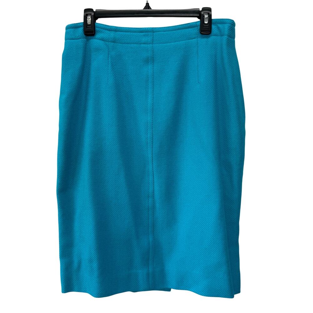 Vintage A St. Wool Skirt Bright Blue Size 14 Lined Pencil Classic